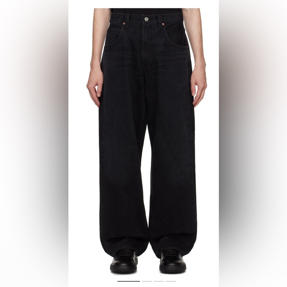 Agolde Fusion black low rise wide leg jeans zip close size 25